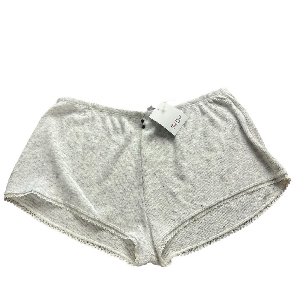 NWT Andine Ivory Multi Grey Soft Knit Cozy Shorts Size Large $75